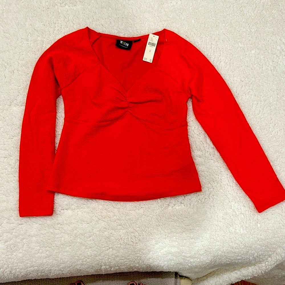 Women's Red Long Sleeve Top